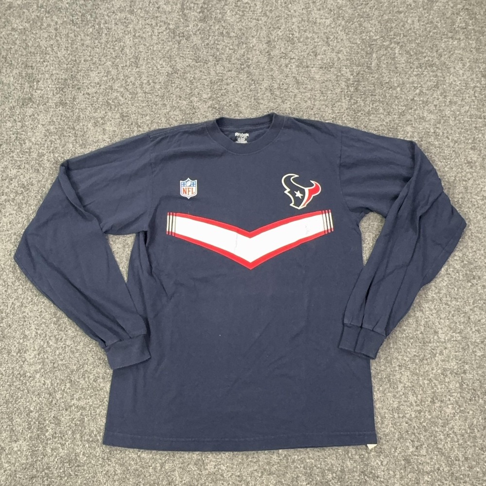 Houston Texans Shirt Mens Medium Blue NFL Football Reebok Long Sleeve Tee
